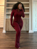 Tight Long-Sleeved Bell Bottoms Two-Piece Set