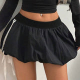 Striped Colorblock Puff Tulip Mini Skirt