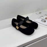 FLAT SUEDE MARY JANES WITH METAL BUCKLE_CWSHF0162
