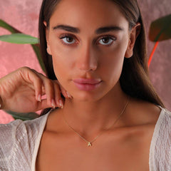 FASHION MIRROR POLISHED GOLD LETTER NECKLACE_CWMM5590