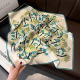 SCARF AUTUMN FLORAL LONG SILK NECK SCARF SHAWL_CWASC0565