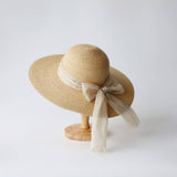 SUMMER OUTDOOR LARGE BRIM BOW STRAW HAT_CWAH3572
