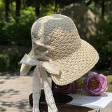 SUMMER FOLDABLE RETRO BOW STRAW HAT_CWAH3402