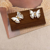White Mother-Of-Pearl Zirconia Butterfly Earrings