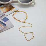 18K GOLD DOUBLE LAYER CHAIN RING BRACELET_CWAJE4640