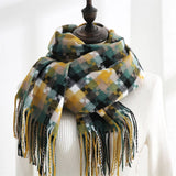 PLAID FRINGE SCARF TRENDY WINTER WRAP_CWASC0199