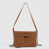 Vintage Suede Chain Studded Envelope Bag_Cwab5698