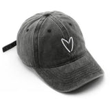 VINTAGE WASH HEART EMBROIDERY BASEBALL CAP UNISEX_CWAH1271