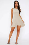 Solid-Color, Elegant Refined Ruffled Vest Dress