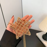 FIVE POINTED STAR HOLLOW CHAIN SQUARE CLUTCH BAG_CWAB3260