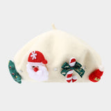 Christmas Bow Wool Beret Hat Women Warm Winter_Cwah04686