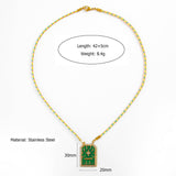 Vintage 18K Steel Tarot Card Pendant Necklace_Cwmm8814