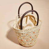 Women Clutch Rattan Woven Wicker Purse Bucket Bag_Cwab0820