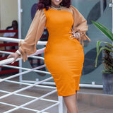 LONG SLEEVED TIE STRAP COLOR BLOCKED DRESS_CWDSD6163