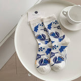 RETRO NICHE DESIGN PRINTED FLOWER SOCKS_CWMS0957