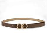 DOUBLE ROUND BUCKLE VERSATILE WOMENS THIN BELT_CWABE0693