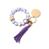 SILICONE BEAD BRACELET KEYCHAIN WITH BEECH WOOD_CWMM6873