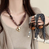 Paisley Bead Scarf Necklace Boho Long Chain_Cwaha08117
