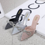 CASUAL TOE BOW STILETTO HEEL SLIPPERS_CWSHS0602