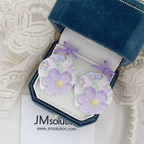 ROMANTIC PURPLE OIL PAINTING FLOWER ART EARRINGS_CWAJE1633