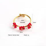 Triple Flower Open Ring In Natural Stone Steel_Cwmm8932