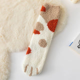 Women Padded Coral Fleece Cat Claw Socks_Cwms0331