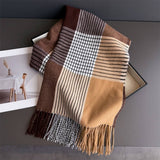 Colorblock Plaid Tassel Scarf Wrap For Winter_Cwasc03275