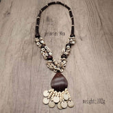 BOHEMIAN COCONUT WOOD BEAD NECKLACE_CWMM4846