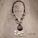 BOHEMIAN COCONUT WOOD BEAD NECKLACE_CWMM4846