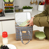 CHECKERED BENTO BAG LARGE CAPACITY CARRYING BAG_CWAB1728