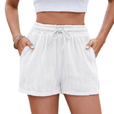 Solid Color Drawstring Shorts With Pocket Pits