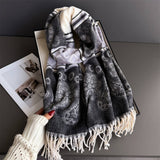 Fresh Floral Winter Tassel Scarf Soft Cashmere_Cwasc03248