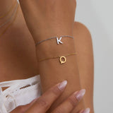 18K GOLD TITANIUM LETTER NECKLACE BRACELET SET_CWAJE4743