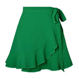 ONE PIECE SKIRT SOLID COLOR RUFFLED SHORT SKIRT_CWAB4812