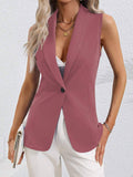 Solid Color Single Button Sleeveless Vest Coat
