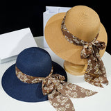 SUMMER OUTDOOR FASHION FLORAL BOW STRAW HAT_CWAH3437