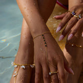 LUXURY GREEN ZIRCON FINGER CHAIN 18K GOLD STEEL_CWAJE4840