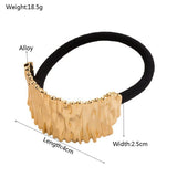 GEOMETRIC OVAL METAL STRIPE ELASTIC HAIR TIE_CWAHA6216