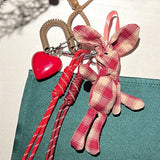 PLAID BUNNY KEYCHAIN WITH RESIN HEART CHARM_CWMM7637