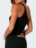 Womens Ins Street Style One-Shoulder Tank Top