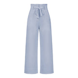 Women Tied Waist Wide Leg Office Work Pants