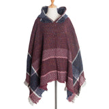 Women Herringbone Pattern Hooded Shawl_Cwasc1202