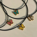 COLORFUL RETRO 3D BUTTERFLY PENDANT NECKLACE_CWMM5664