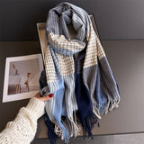 Colorblock Plaid Tassel Scarf Wrap For Winter_Cwasc03275