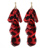 HANDMADE LEOPARD TASSEL EARRINGS BOLD LONG DROPS_CWMM6179