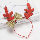CHRISTMAS BOW BIG ANTLERS DRESSUP HEADBAND HAIRPIN_CWAHA3424