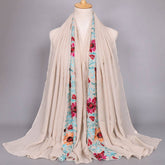 Embroidered Cotton Scarf Long Veil Shawl_Cwmm2002