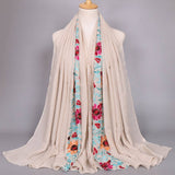 Embroidered Cotton Scarf Long Veil Shawl_Cwmm2002