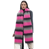 CHUNKY FRINGE STRIPE SCARF WINTER YARN WRAP_CWASC0877