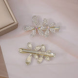 PEARL RHINESTONE FLOWER HAIRPIN DUCKBILL CLIP_CWAHA4741